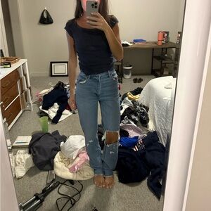 Abercrombie straight leg high rise jeans size 00 or 24